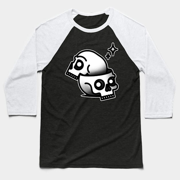 Skulls Tattoo design Baseball T-Shirt by Jahaziel Sandoval